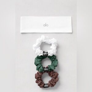 Alo Yoga Headband + Fresh Mini Scrunchie 3-Pack Set New White Green Brown